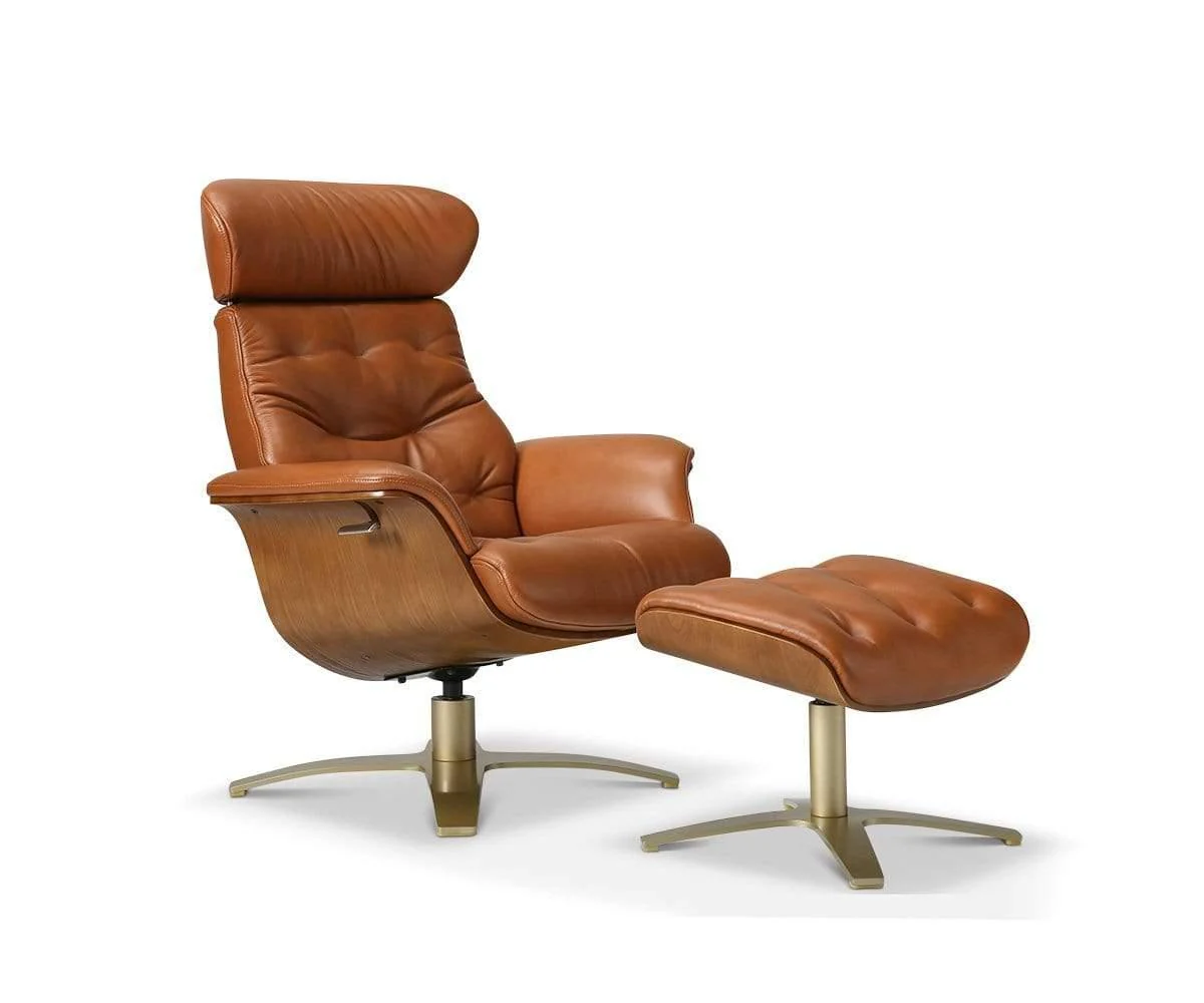 Anselmo Leather Recliner & Ottoman - Image 4