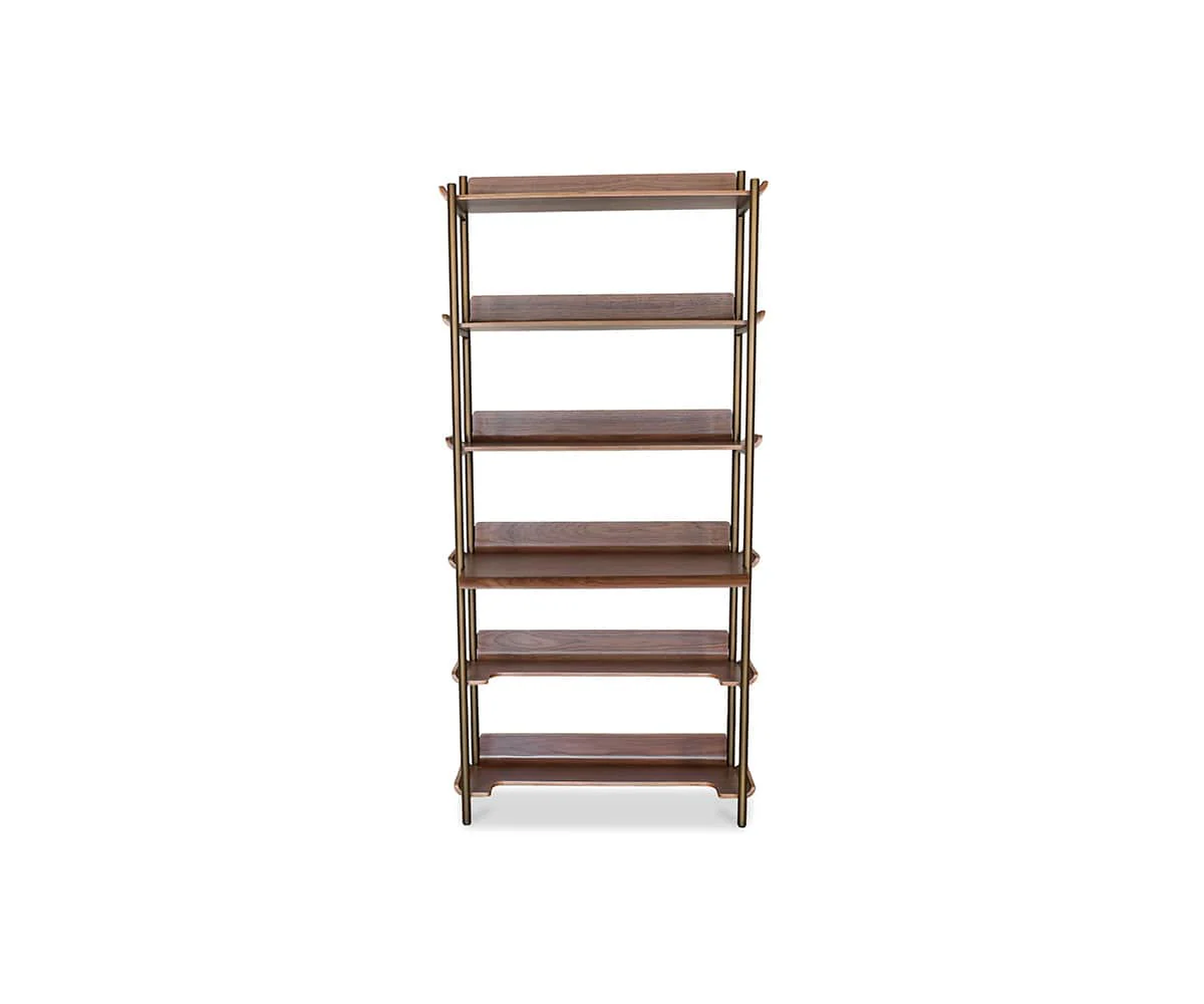 Freya 6 Shelves with Desk - Walnut