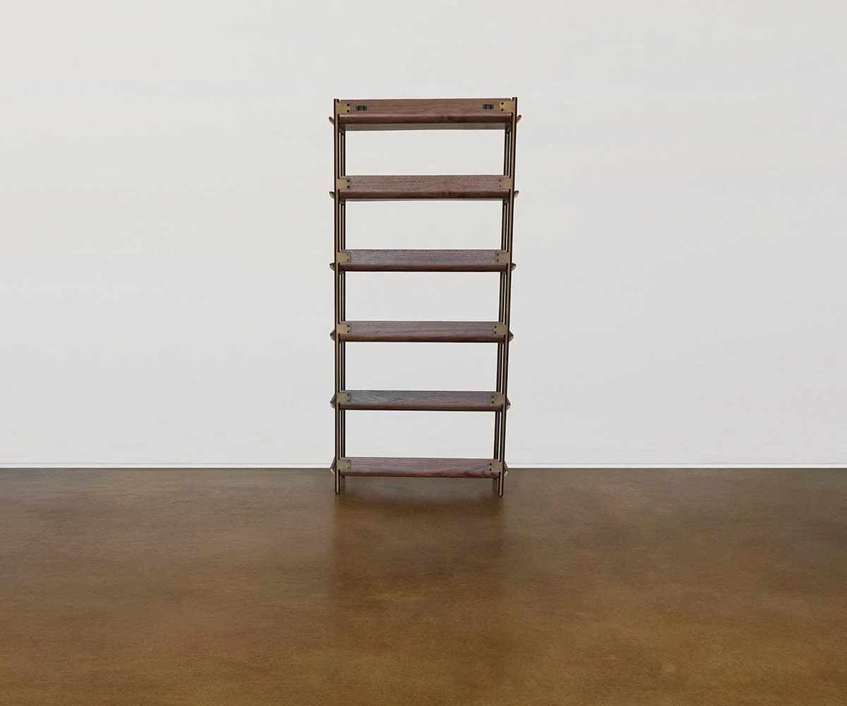 Freya 6 Shelves with Desk - Walnut - Image 3
