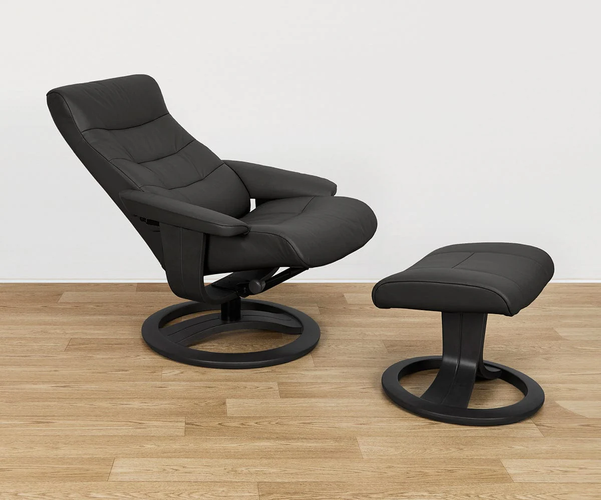 Hans Leather Recliner & Ottoman - Image 7