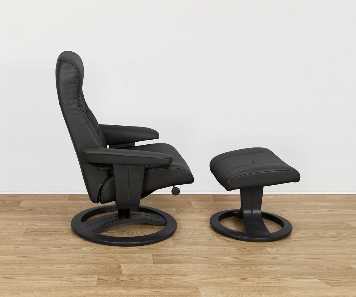 Hans Leather Recliner & Ottoman - Image 9