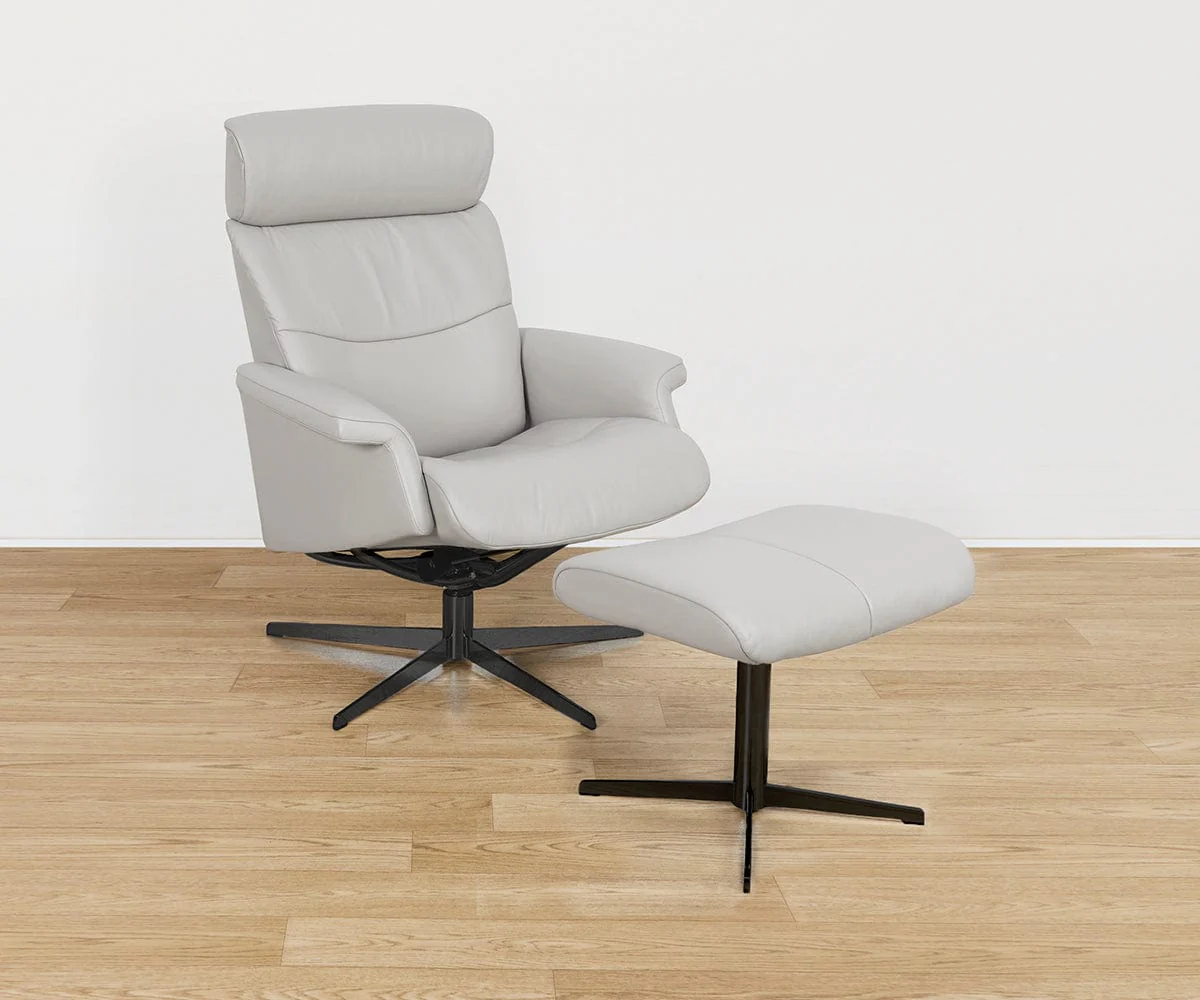Leif Leather Recliner & Ottoman - Image 2