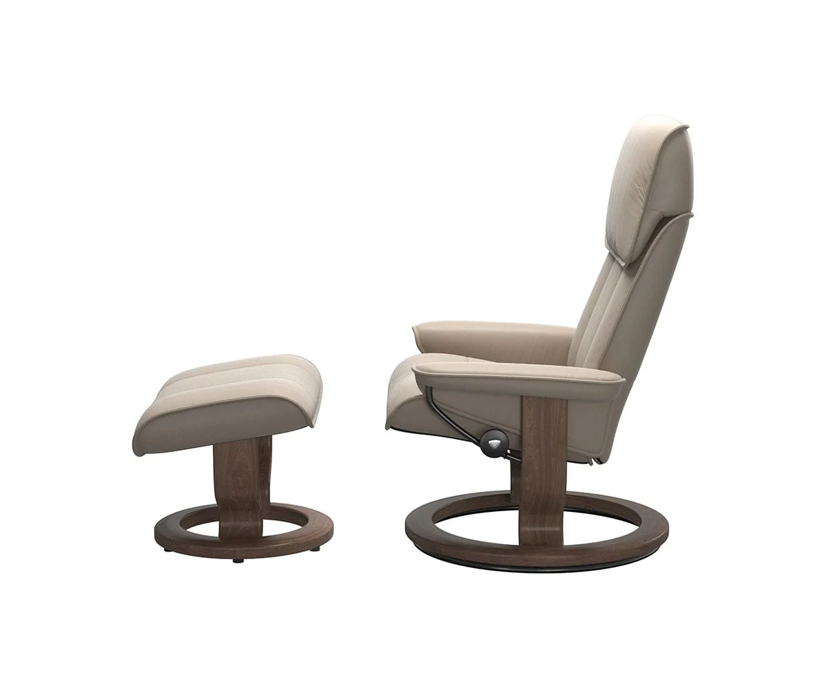 Stressless® Admiral Recliner & Ottoman - Mushroom - Image 2