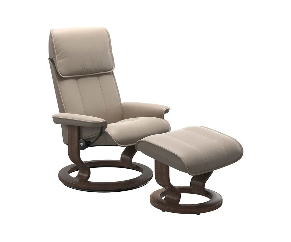 Stressless® Admiral Recliner & Ottoman - Mushroom - Image 5
