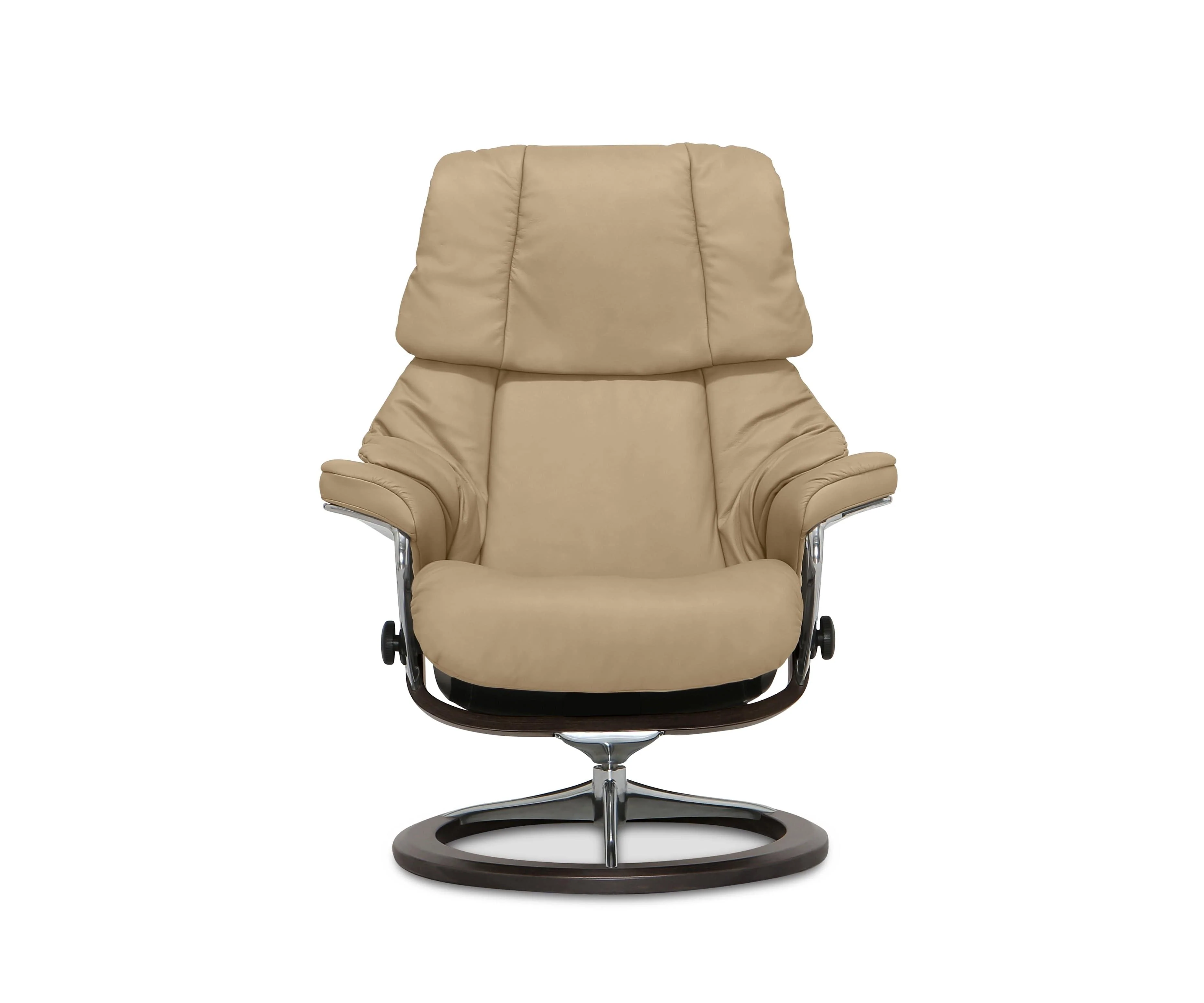 Stressless® Reno Recliner & Ottoman with Signature Base - Sand - Image 3
