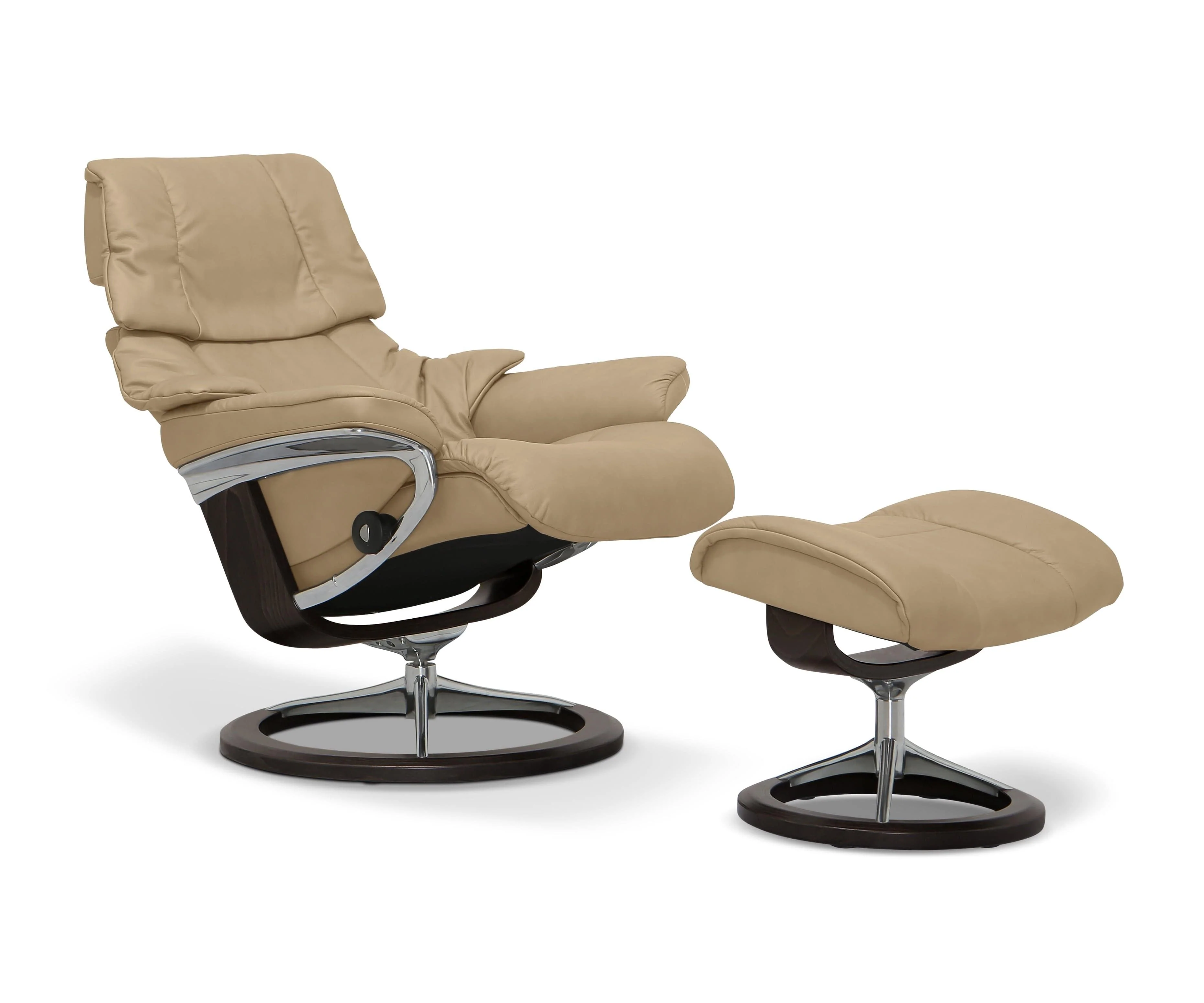 Stressless® Reno Recliner & Ottoman with Signature Base - Sand - Image 9