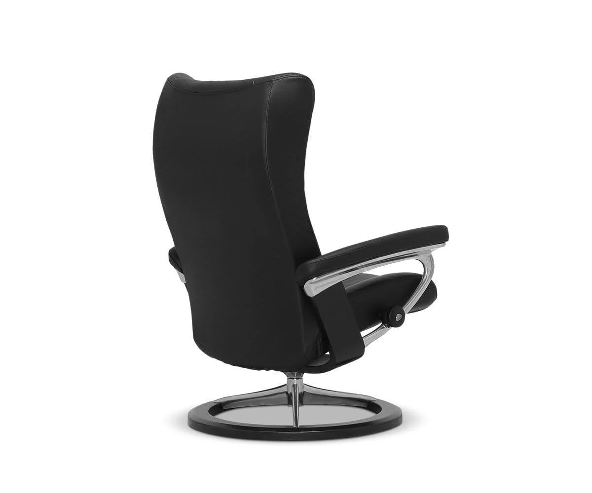 Stressless® Wing Recliner & Ottoman with Signature Base - Black - Image 10