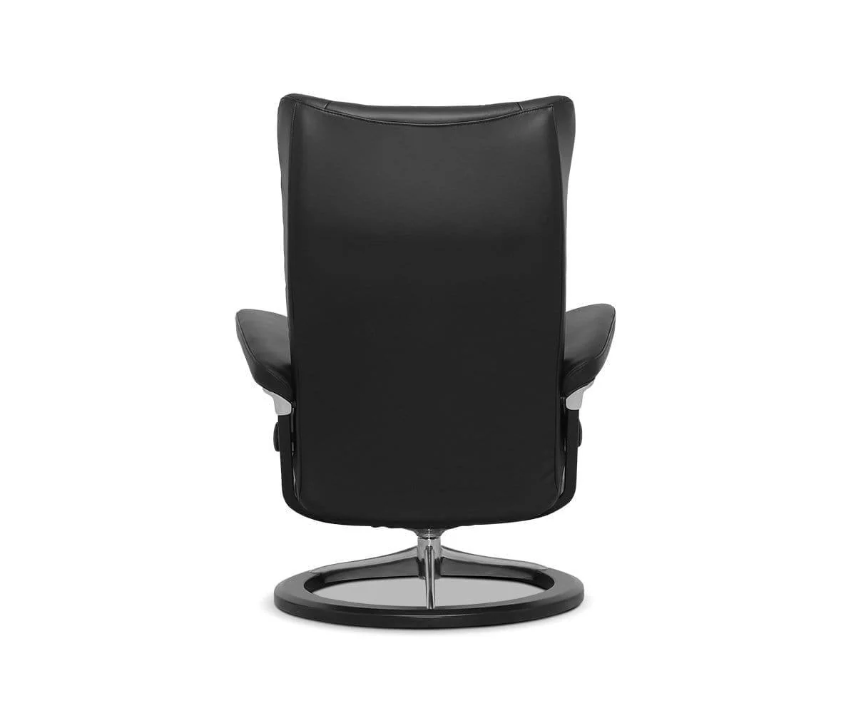 Stressless® Wing Recliner & Ottoman with Signature Base - Black - Image 11