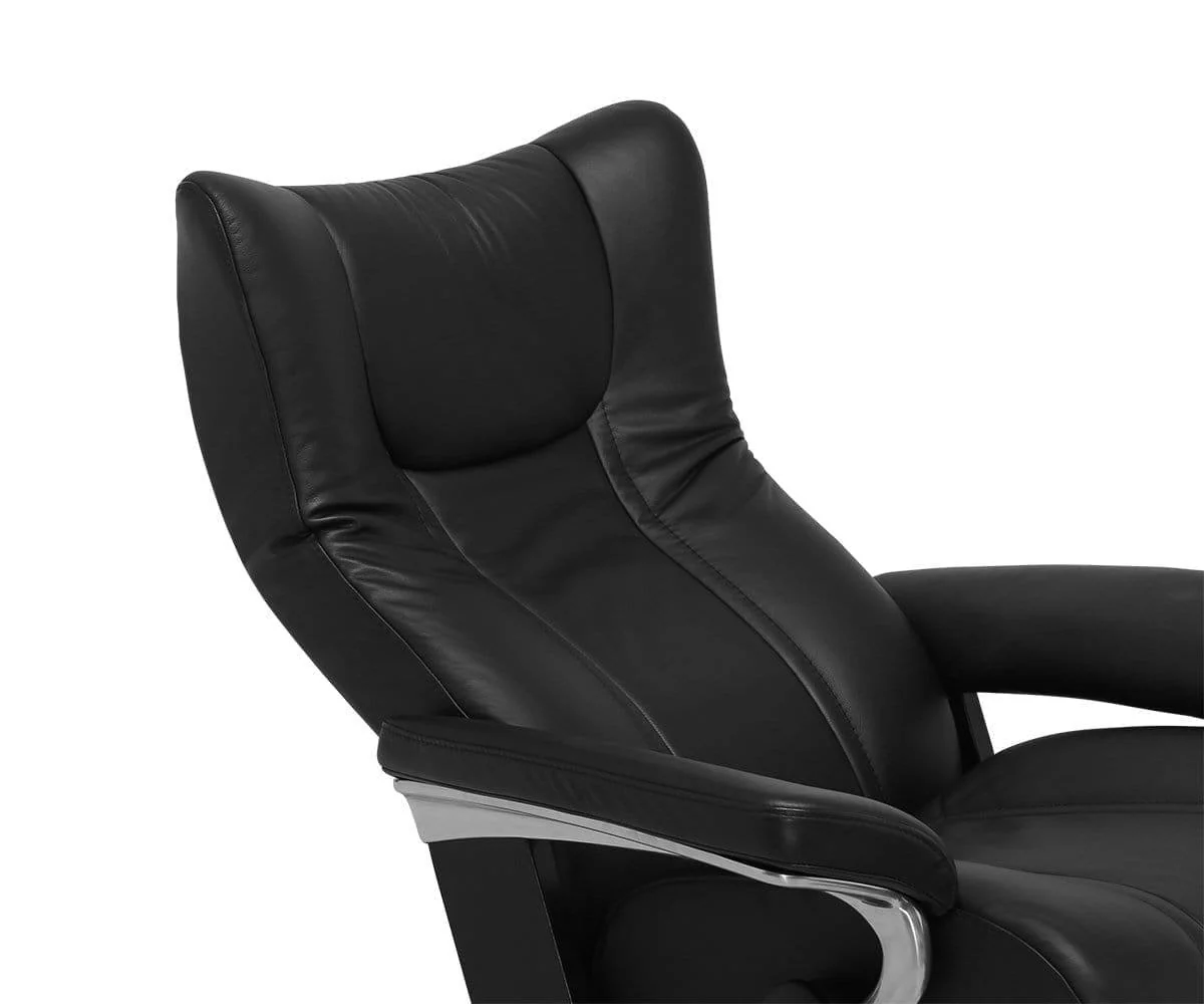 Stressless® Wing Recliner & Ottoman with Signature Base - Black - Image 12