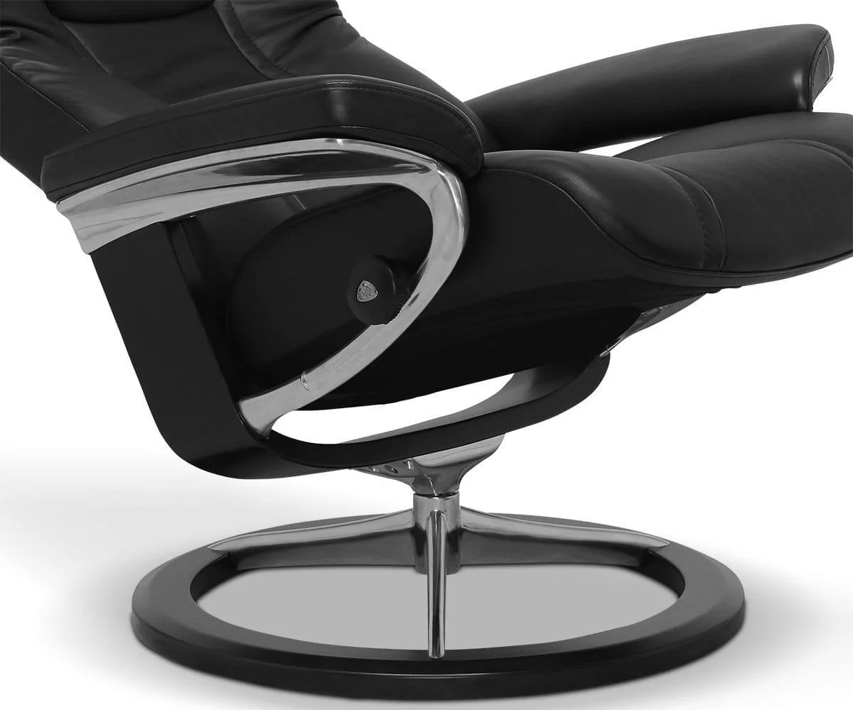Stressless® Wing Recliner & Ottoman with Signature Base - Black - Image 13